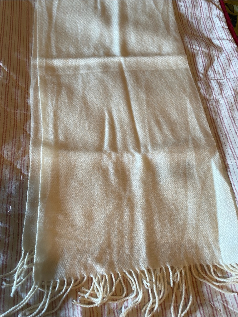 Source Unknown Cream Fringe Scarf